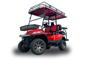Red Advanced EV 4 Passenger Lifted Golf Cart golf car rental austin, golf cart rental near me